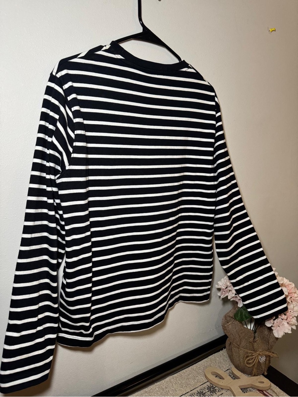 Zara Black and White Striped Long-Sleeve Tee
